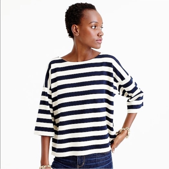 J. Crew Tops - J Crew Oversized Striped Drop Sleeve Shirt